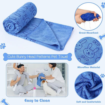 Irenare 12 Pcs Dog Towels Microfiber Pack Bulk, 20 x 40 inch Quick Drying Absorbent Pet Puppy Towels for Drying Small Puppy Dog Cat Pet Kitten Grooming Bathing Shower Travel Supplies (Blue)