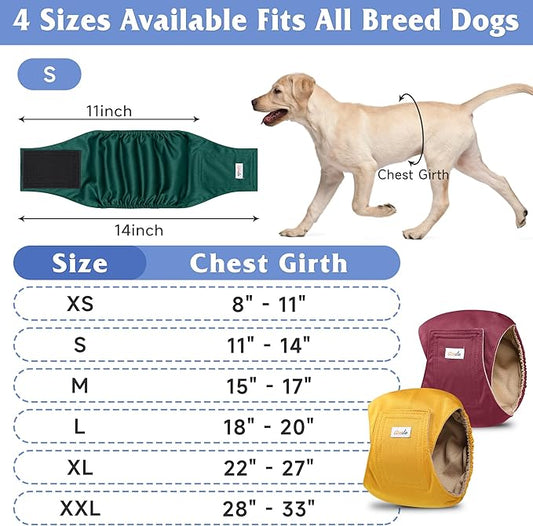5 Pack Dog Diapers Male Reusable, Premium Belly Bands for Dogs, High Absorbing Male Dog Pee Wraps for Doggie in Incontinence or Excitable Urination Red XXL