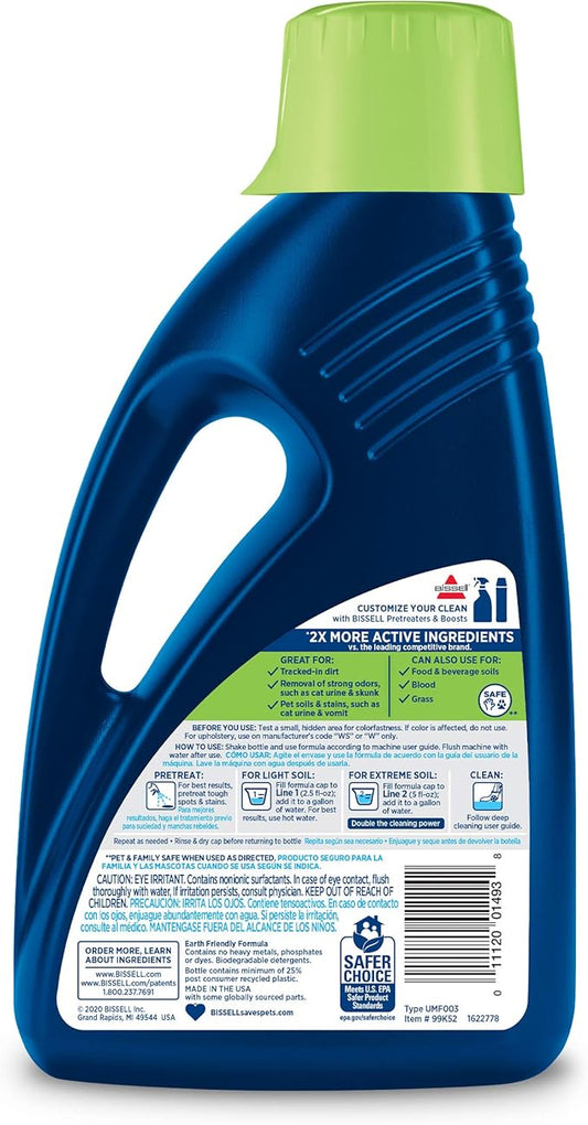 Bissell 2X Pet Stain & Odor Full Size Machine Formula,60 ounces,99K52,(Pack of 2)