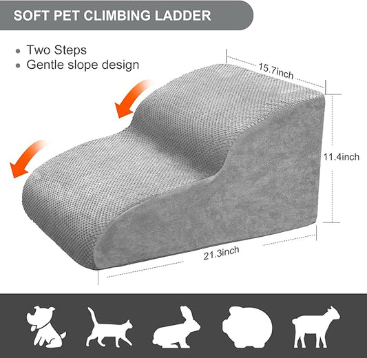 Dog Stairs for Small Dogs, High Density Foam Dog Ramp, Extra Wide Non-Slip Pet Steps for High Beds Or Couch, Soft Foam Doggie Ladder for Dogs Injured, Older Pets, Small Cats