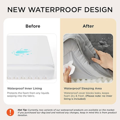 Bedsure Orthopedic Dog Beds for Small Dogs - Washable Small Dog Cat Bed Waterproof, Comfort Pet Couch Sofa with Washable Removable Cover, Pets Bed with Nonskid Bottom, Ivory, 24"
