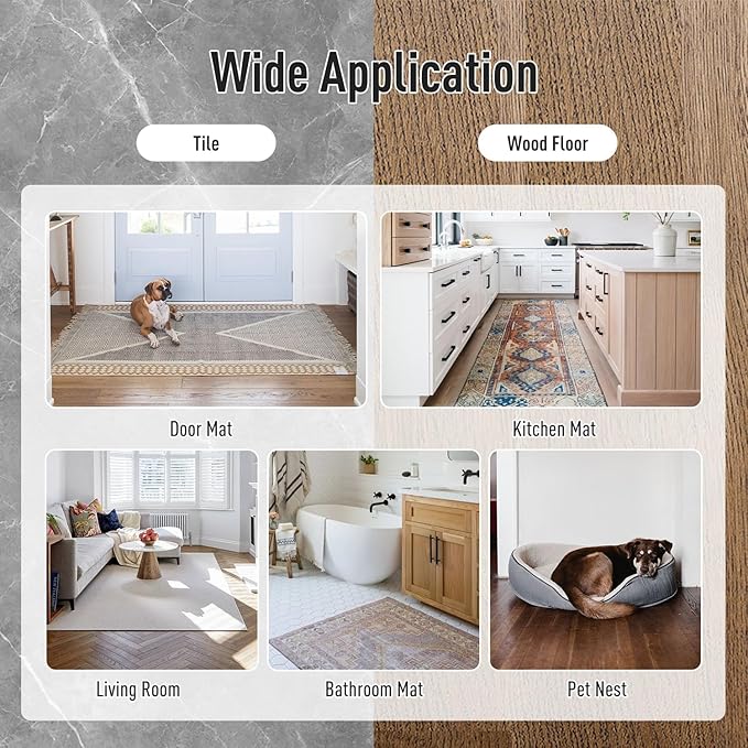 Rug-Gripper, Anti Slip Rug Grippers for Carpet, Upgraded Area Rug Pad Grippers Extra Sticky on Tile, Non-Slip Rug Pads Stopper for Hardwood Floor Washable Rug Tape Stickers 12x12cm 4 Pieces