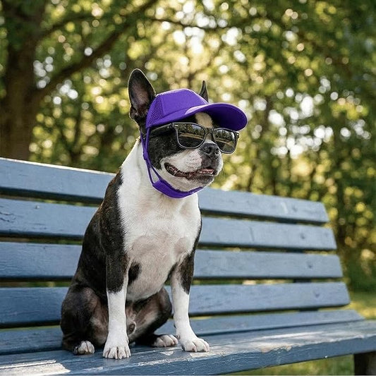 Tuff Pupper Dog Baseball Cap | UV Protection Dog Sun Hat | Breathable Lightweight Design | Secure Adjustable Chin Strap | Quick-Dry Fabric | Reinforced Brim | Small Medium Large Dogs (Purple, S)