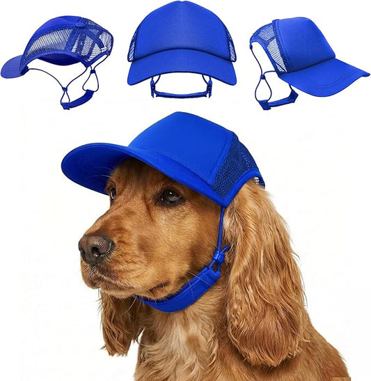 Tuff Pupper Dog Baseball Cap | UV Protection Dog Sun Hat | Breathable Lightweight Design | Secure Adjustable Chin Strap | Quick-Dry Fabric | Reinforced Brim | Small Medium Large Dogs (Blue, M)