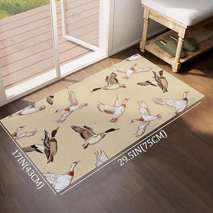 Flying Duck Skull Indoor Door Mat,Elegant Wildlife Floor Doormat,17x29.5in,Non Woven Non Slip Rubber Backing Nature and Bird Rug for Porch Insider,Bedroom,Kitchen,Doormats Gifts,Rv Camper Decor