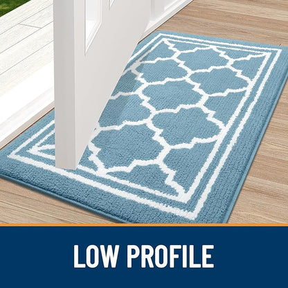 Buganda Indoor Door Mat, Dirt-Resistant and Absorbent Doormat, Anti-Slip, Low Profile Floor Mats for Inside Entryway, Front, and Back Door Entrance (48x32 Inches, Lake Blue)