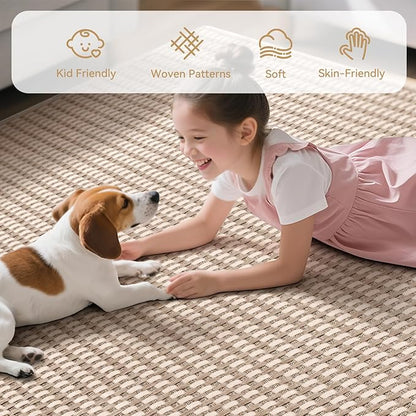 Boho 3x5 ft Washable Area Rug Entryway Runner for Kitchen, Non Slip Woven Hallway Rugs Kitchen Mats for Floor Hall Rug Indoor Door Mat Carpet for Backdoor Bedroom Living Room, Easy Clean, Brown