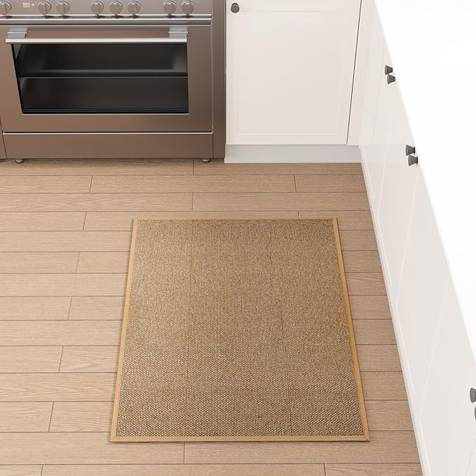 Kitchen Mat 1 PCS, Cushioned Non Slip Rugs for Kitchen Floor, Absorbent Runner Comfort Standing Mats Washable for Kitchen, Office, Home (Brown, 24"x36")