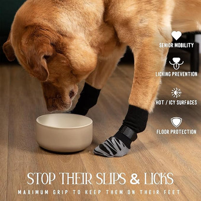 DOK TigerToes Premium Non-Slip Dog Socks for Hardwood Floors - Extra-Thick Grip that Works Even When Twisted - Prevents Licking, Slipping, and Great for Dog Paw Protection (XXXL)