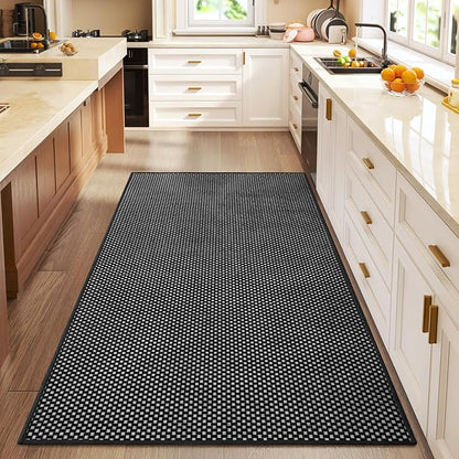 3x5 ft Area Rug Entryway Runner Rug Non Slip Washable, Boho Woven Kitchen Runner Rugs Door Mat Entry Rugs Carpet for Indoor Foyer Backdoor Hallway Floor Bedroom Living Room, Black