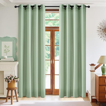 NICETOWN Non-See-Through Privacy Green Sheer Curtains 84 inches Long 2 Panels for Girls Room, 52" Wide Grommet Window Drapes for Nursery- Home Decoration Light Filtering Elegant Window Treatment