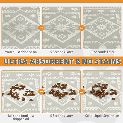 KOOLTAIL Dog Food Mat, Absorbent Pet Feeding Mat for Food and Water Bowls, Placement Pad for Floors with Waterproof Rubber Backing, Quick Dry Water Dispenser Mat for Dogs Puppy Cats, Medium, 16"x24"