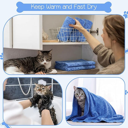 Irenare 12 Pcs Dog Towels Microfiber Pack Bulk, 20 x 40 inch Quick Drying Absorbent Pet Puppy Towels for Drying Small Puppy Dog Cat Pet Kitten Grooming Bathing Shower Travel Supplies (Blue)