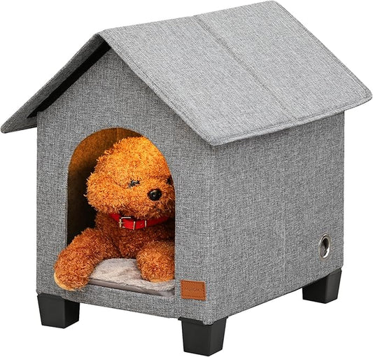 Indoor Small Dog House with Warm Plush Mat and Elevated Feet,Soft Puppy House Dog Bed for Small Dog and Cat,Max Pets Size 15.7 X 11.4 Inches