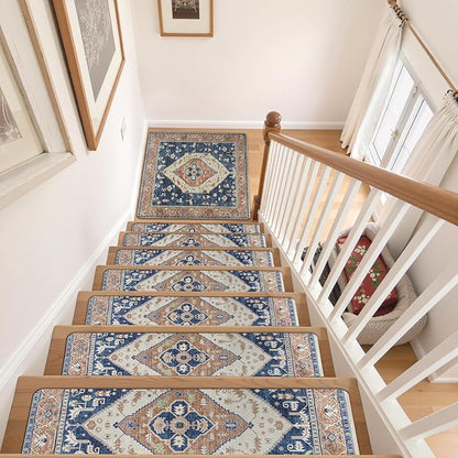 OJIA Stair Treads Non-Slip Square Capet Stair Treads Rubber Backing Stair Runner Anti-Slip Stair Landing Mat 31x31 Inch