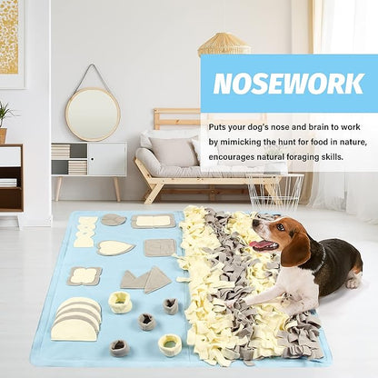 Snuffle Mat for Small Large Dogs (39.4" x 39.4") - Nosework Feeding, Easy to Fill, Machine Washable Training, Pet Activity/Toy/Play, Great for Stress Release - L & Blue