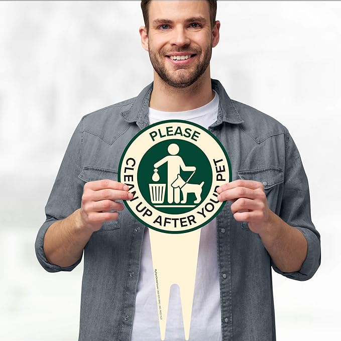 Please Clean Up After Your Pet Sign 7"x13", Heavy Duty Integrated Ground Stakes, No Poop Lawn Sign, Indoor/Outdoor Use, Rust Free Aluminum Composite, Made in USA by My Sign center
