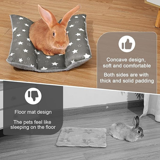 Rabbit Bed 15"X14"Thickened and Soft Bunny Bed Washable Cuddle Cushion Plush Mat Double-Sided Plush Small Pet Flop Mat Cotton Pillow for Rabbit