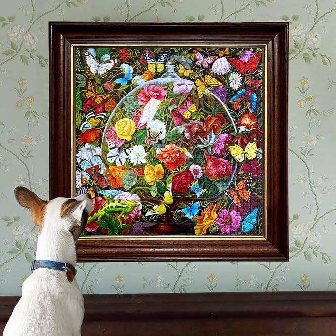 eeBoo 1000 Piece Puzzle - Butterfly Still Life Jigsaw Puzzle for Adults, Square 23" x 23" Made with Recycled Board & Vegetable-Based Ink