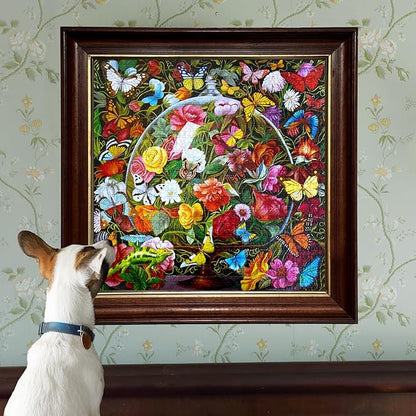 eeBoo 1000 Piece Puzzle - Butterfly Still Life Jigsaw Puzzle for Adults, Square 23" x 23" Made with Recycled Board & Vegetable-Based Ink