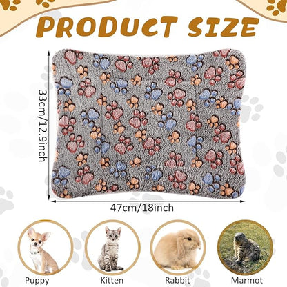 Tuanse 4 Pack Ultra Soft Dog Cat Bed Mat Small Animal Guinea Pig Bed with Cute Print Reversible Fleece Dog Crate Kennel Pad Cozy Washable Thickened Hamster Pet Beds Mat(13 x 19 Inches,Gray)