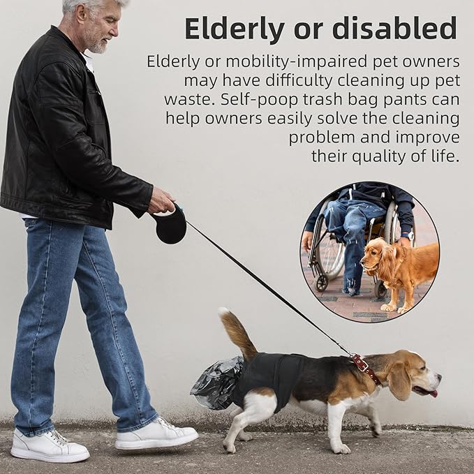 Wearable Automatic Dog Poop Collection Pants, Dog Poop Collector with Replaceable Dog Poop Bags for Old Dog Puppy Outdoor Use (XS)