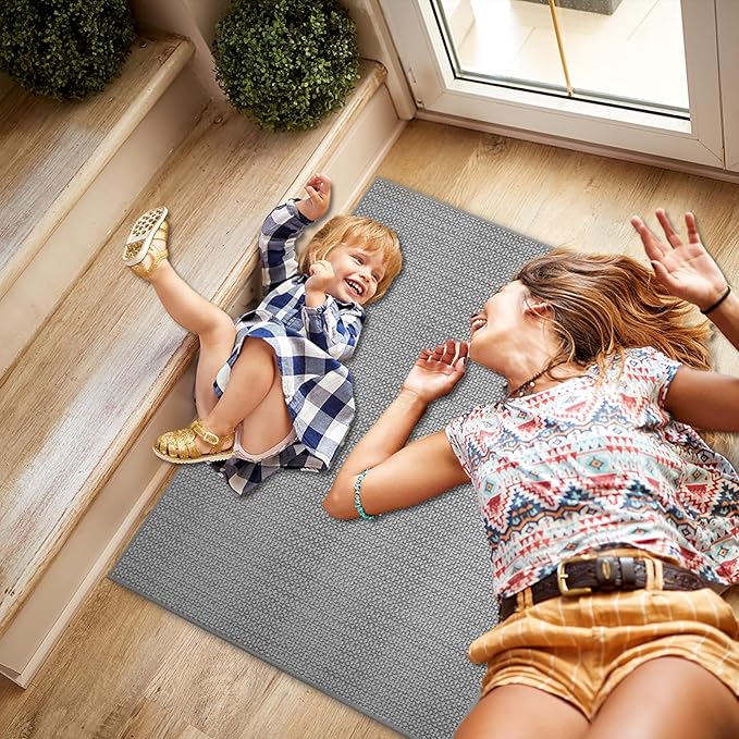 Stair Treads Matching-Mat for Wooden Steps, Non Slip Stair Landing Mat with Self-Adhesive Stair Treads for Kids Elders and Pets(1Pcs, Grey, 31" * 31")
