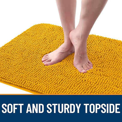 OLANLY Dog Door Mat for Muddy Paws 45x27, Absorbs Moisture and Dirt, Absorbent Non-Slip Washable Doormat, Quick Dry Chenille Mud Mat, Entry Indoor Entryway Carpet for Inside Floor, Golden Yellow
