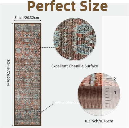 Carpet Stair Treads Non Slip 4PCS, 8" X 30" Edging Stair Runner for Wooden Steps Indoor, Resistant Stair Rug with Reusable TPE Adhesive Backing, Residue Free Mat for Elders, Pets, Terracotta