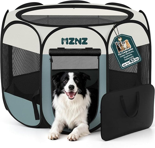 Dog Playpen, Portable Puppy Pet Crate Indoors for Small/Medium/Large Dogs Cats Rabbits, Foldable Dog Cage Enclosure for Outdoor, Pop Up Dogs Tent Kennel with Carrying Case, Grey