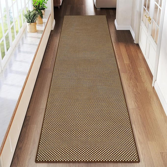 2x8 ft Hallway Runner Rug Extra Long Boho Woven Kitchen Runner Rugs Mat Non Slip Washable, Soft Entryway Laundry Floor Carpet for Indoor Backdoor Bedroom Hallway Living Room, Dark Brown/Coffee