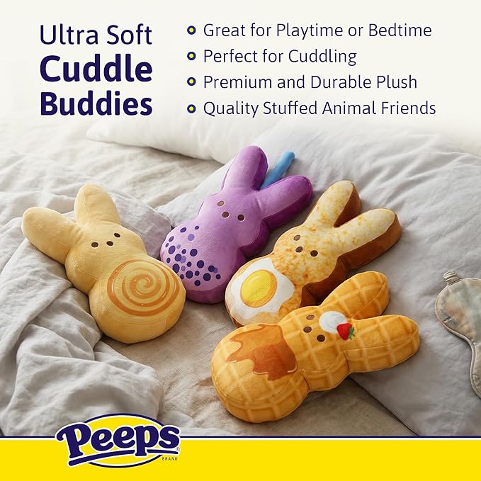 Animal Adventure | 9" Hash Browns Brunch Shaggy Bunny Peeps Plush | Easter Basket Stuffed Animals for Kids | Marshmallow Candy | Huggable Soft Plushie Stuffers Buddy Toy | Collectable Gifts | Aged 3+
