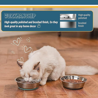 PEGGY11 Lightweight Stainless Steel Cat Bowls - 3 Cup, 2 Pack