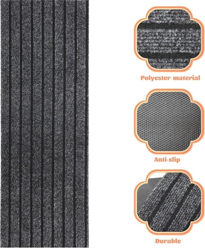 Outdoor Rug Indoor Outdoor Rugs Tread Stair Carpet Non-Skid Safety Rug Wood Steps Indoor Runners Dogs Cats Stair Rugs Keep Elders and Pets Safe Stair Treads Door Mats Outdoor