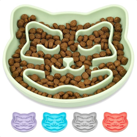 Snuggli Slow Feeder Cat Bowl | Cat Puzzle Feeder for Slow Eating, Mental Enrichment, Digestion, & Bloat Relief | Non-Slip Silicone, Dishwasher Safe, 1 Cup (Matcha)