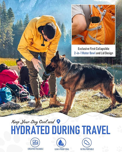 lesotc Dog Water Bottle, Portable Water Dispenser with Travel Water Bowl, Leak Proof Pet Travel Squeeze Bottle, Puppy Essentials Dog Stuff Accessories for Outdoor Walking, Hiking, Camping