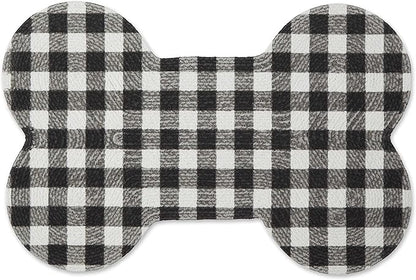 DII Braided Pet Mat Collection 100% Cotton, Bone Shape, Black/White Buffalo Check