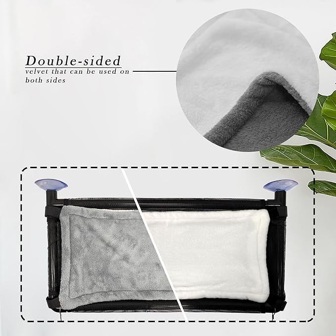 2 Pack Cat Hammock for Window Wall with 8 Suction Cups 2 Cushion Cover,Cat Window Perch, Space Saving and Easy Mounted Large Cats Bed,Pet Resting Safety Holds (Black, Medium)