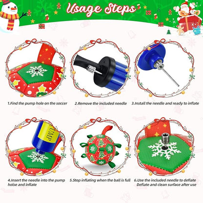Christmas Soccer Ball Dog Toy With Straps for Interactive Play and Tug of War - Christmas Tree & Snowflower Pattern for Small, Medium, Big Dogs (8 Inches)