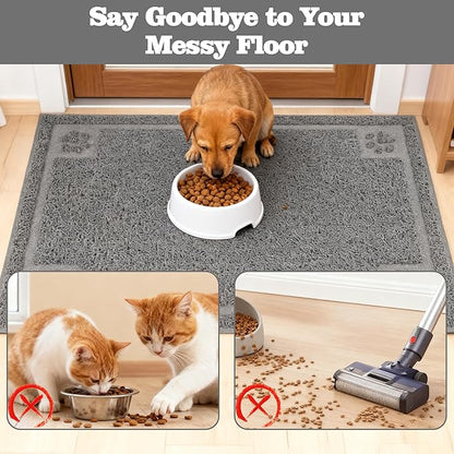 Darkyazi Pet Feeding Mat Large for Dogs and Cats,24"×16" Flexible and Easy to Clean Feeding Mat,Best for Non Slip Waterproof Feeding Mat. (Grey)