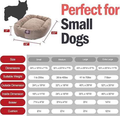 Majestic Pet Villa 24 Inch Shredded Memory Foam Dog Bed for Small Sized Dog 24x19x7 Inch–Orthopedic Pet Bed - Washable Small Puppy Mat with Head Support-Pearl