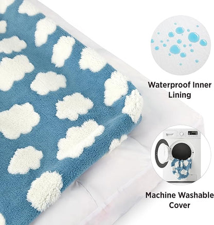 LE SURE Extra Large Dog Bed-Thick Shredded Chopped Foam Pet Bed Indoor with Removable Cover, Cute Modern Fuzzy Plush & Anti Slip Bottom, Purple