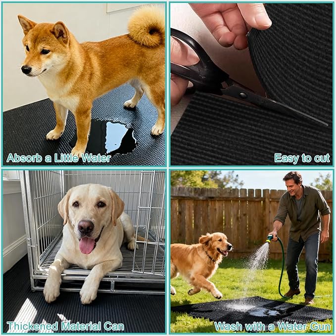 Pet Crate Floor Protection Mat, Mat for Under Dog Crate, 31.5" x 51.2" XXXL Thin Cut to Fit Design Washable Floor Covering Reusable Waterproof Non Slip Rug Whelping Pad for Pet (XXX-Large)
