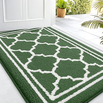 Buganda Indoor Door Mat, Dirt-Resistant and Absorbent Doormat, Anti-Slip, Low Profile Floor Mats for Inside Entryway, Front, and Back Door Entrance (32x20 Inches, Green)
