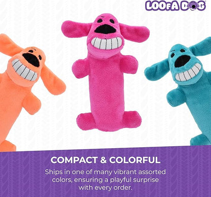 Multipet Original Loofa Dog Plush Toy - Squeaky Toy for All Dogs - Extra Soft Plush - Stuffed Animal Dog Toys for Playing (1 Count, 6”, Random Color Surprise)