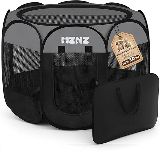 Dog Cat Playpen, Portable Puppy Pet Crate Indoor for Small Dogs Cats Rabbits, Foldable Dog Cage Enclosure for Outdoor, Pop Up Dogs Tent Kennel with Carrying Case, Dark Grey