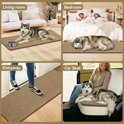 Bcoimo Super Absorbent Dog Door Mat, 60"*24" Anti Slip Mat for Muddy Paws, Pet Rugs for Dirty Paws Washable That Absorbs Moisture and Dirt, for Dog Cage and Pet Resting Carpet