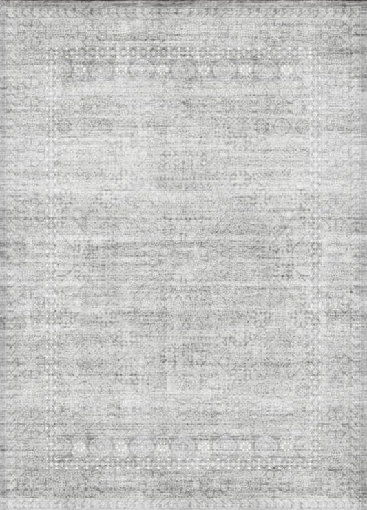 Washable 3x4 Entryway Area Rugs: Abstract Water-Resistant Kitchen Rug Indoor Low Pile Nursery Room Carpet Anti-Slip Netural Bathroom Runner Rugs Small Soft Beside Floor Mat for Bedroom(3x4,Grey/ivory)