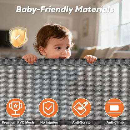 Retractable Baby Gates for Doorways, Mesh Dog Gate for Stairs, Pet Gate Indoor, Extends to 55" Wide 33" Tall, Safety Toddlers Gates for Hallways, Indoor & Outdoor Use, Gray