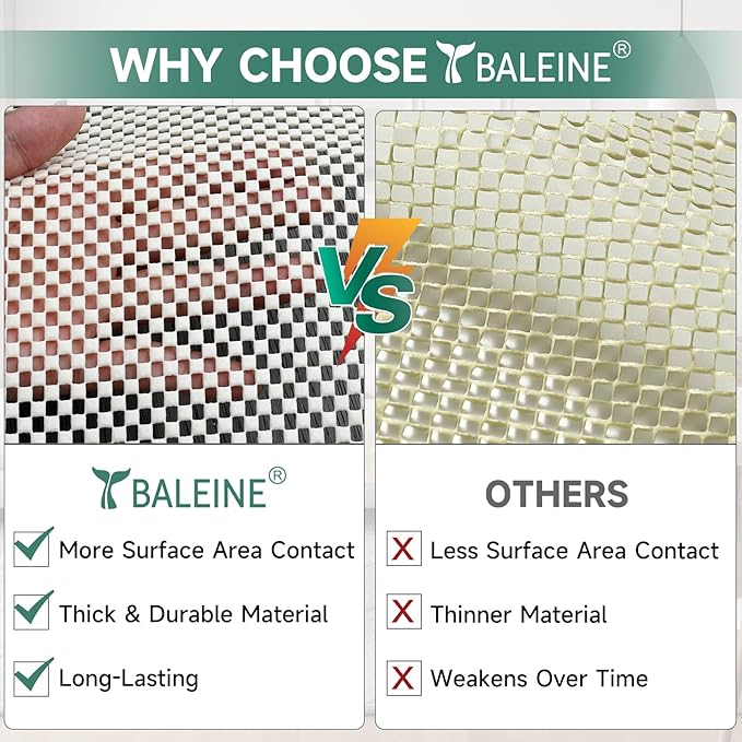 BALEINE Non Slip Rug Pad Rug Gripper for Hardwood Floors, Extra Thick Non Slip Mat Under Carpet (2'x3')